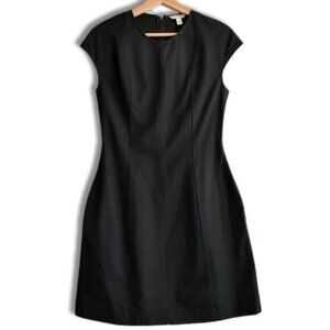 GAP | Cotton Linen Crewneck Cap Sleeve Sheath Knee Length Dress Black 2 Flawed